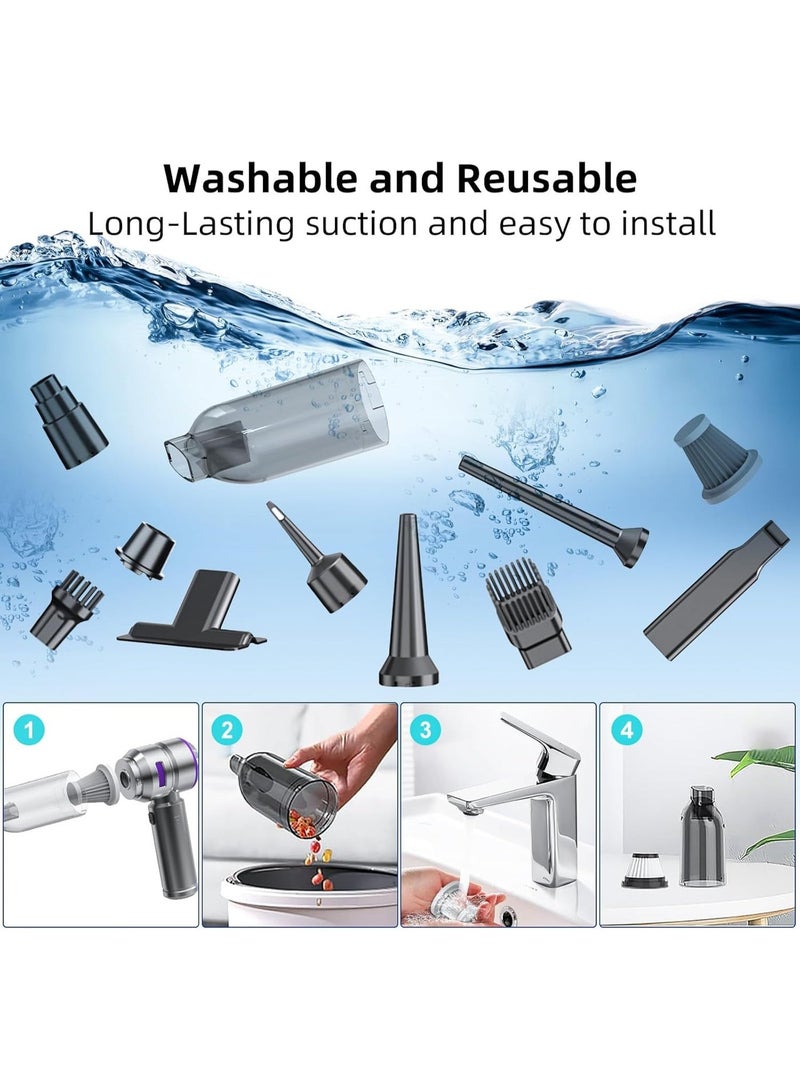 vCar Vacuum Cleaner High Power - 22000PA Portable Car Vacuums 4 in 1 Compressed Air Duster & Blower Hand Held Vacuum Cordless with Brushless Motor for Cars Home Office Camping Ideal Gifts for Men women - Image 2